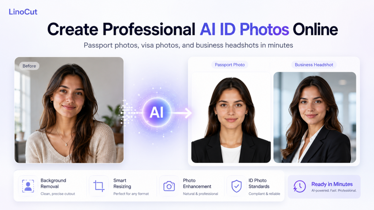 AI transforms a casual portrait into a professional passport photo