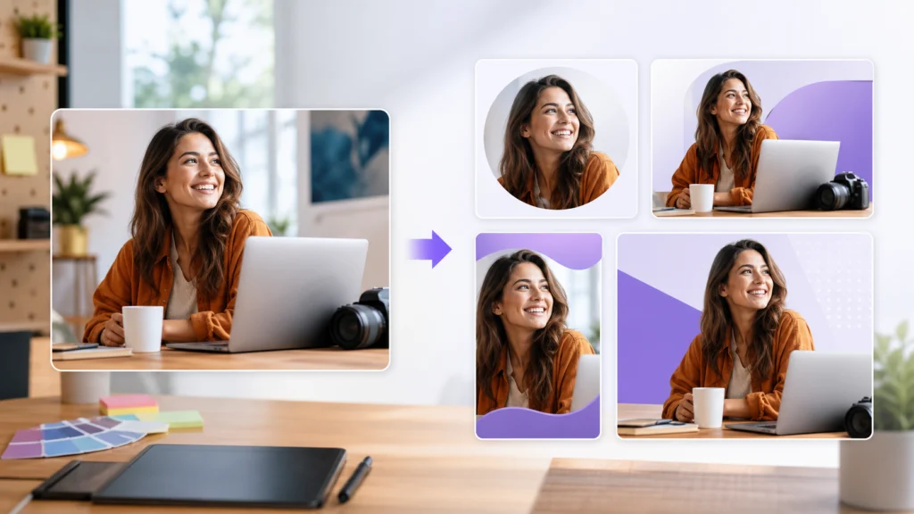 reference image adapted into social media visual prompt variants