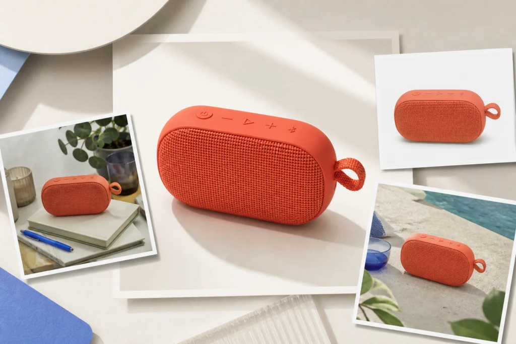 Improve product photos with AI by turning one speaker photo into catalog, lifestyle, and campaign images