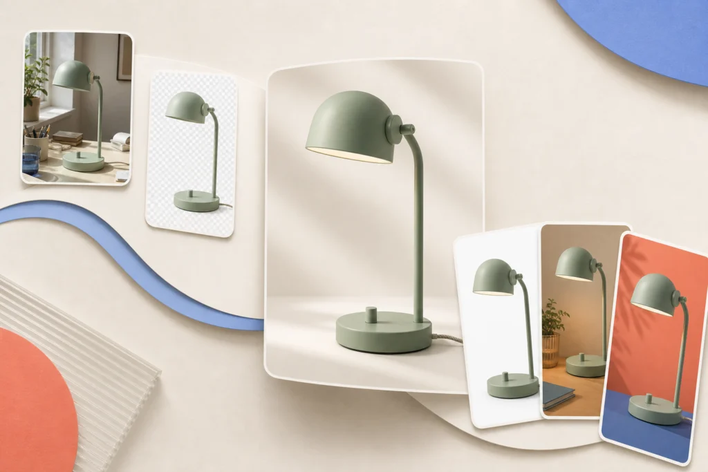 AI product photo editing workflow from source cleanup and background removal to channel-specific variants
