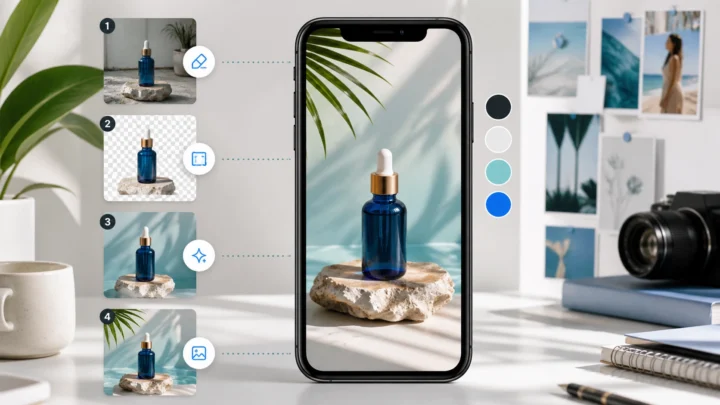 AI image editing for Instagram Stories workflow on a vertical phone canvas